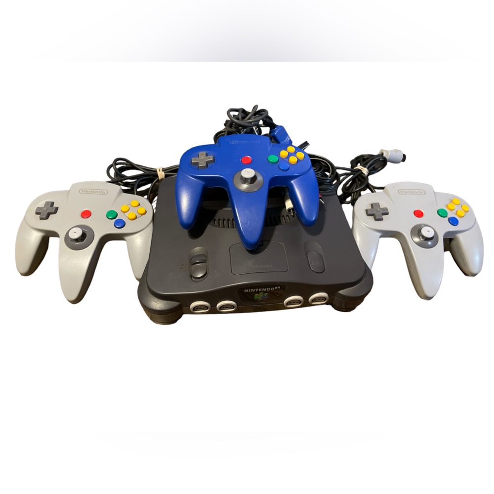 Vintage Nintendo 64 Console System Bundle with 3 OEM Controllers and 4 Games